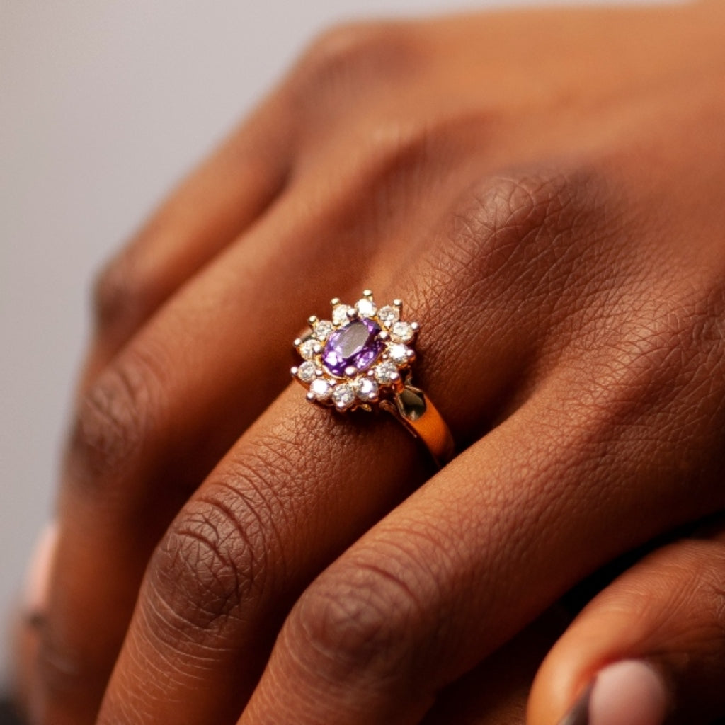 Gold Cluster Ring Amethyst