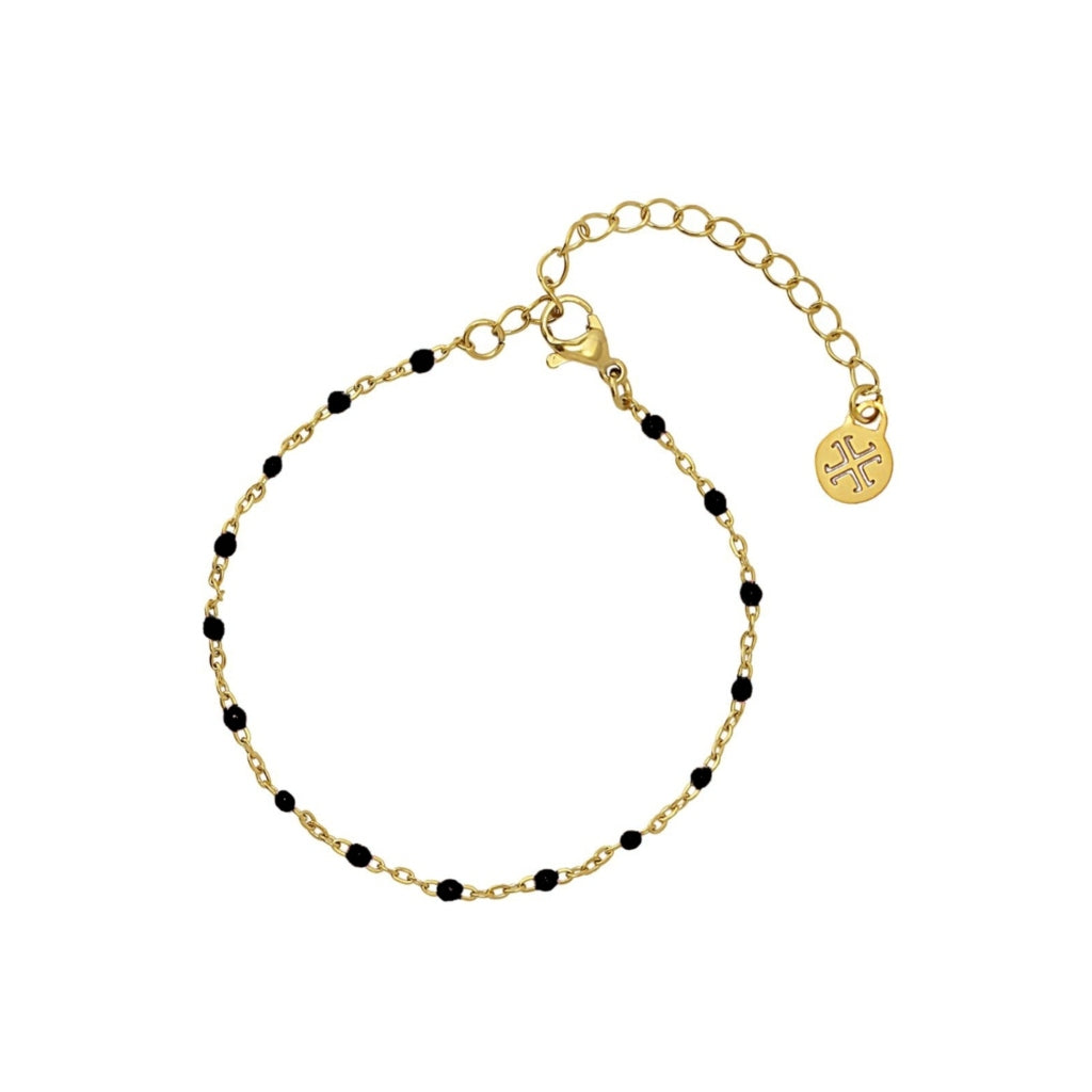 Gold Colour Beaded Chain Bracelet