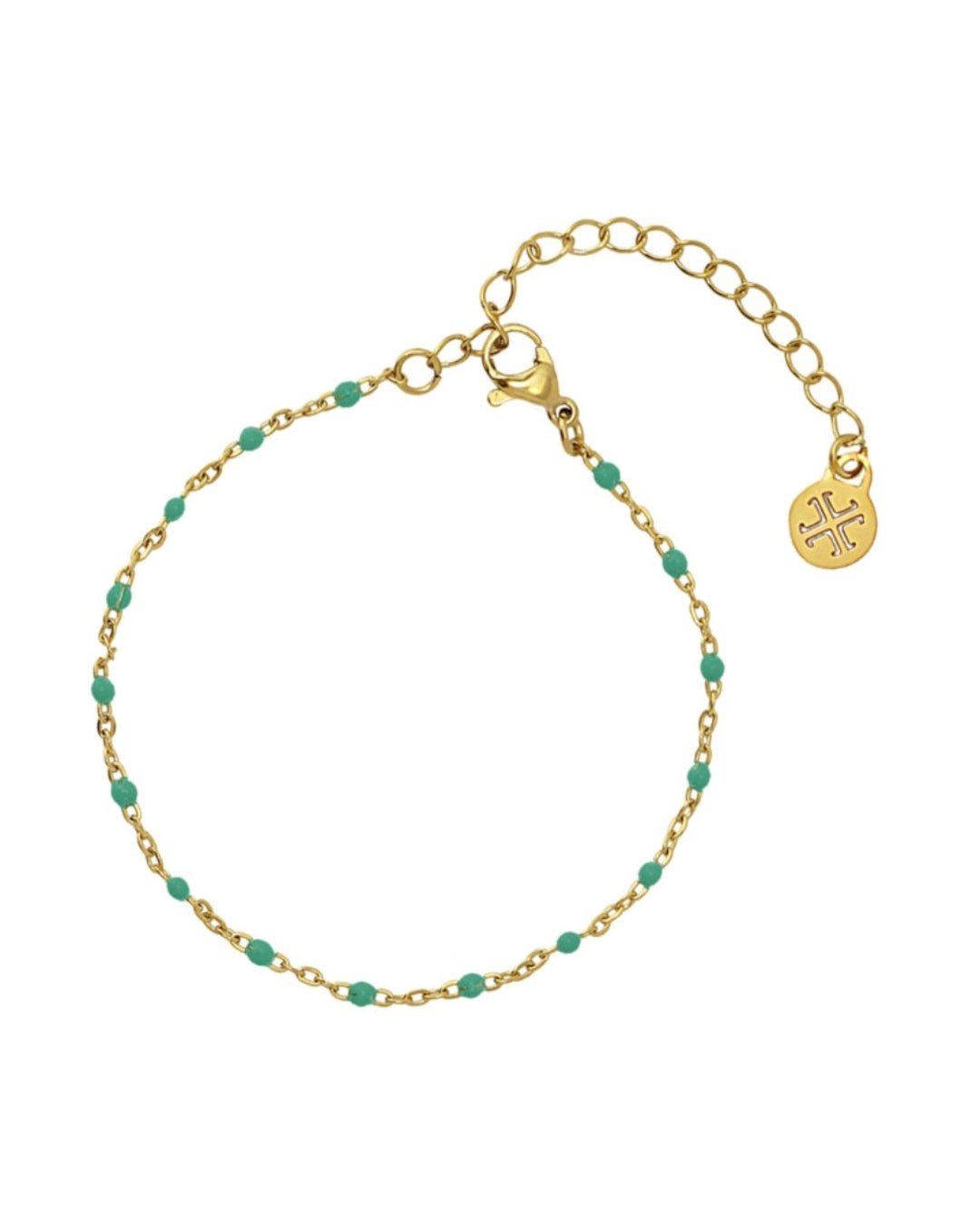 Gold Colour Beaded Chain Bracelet