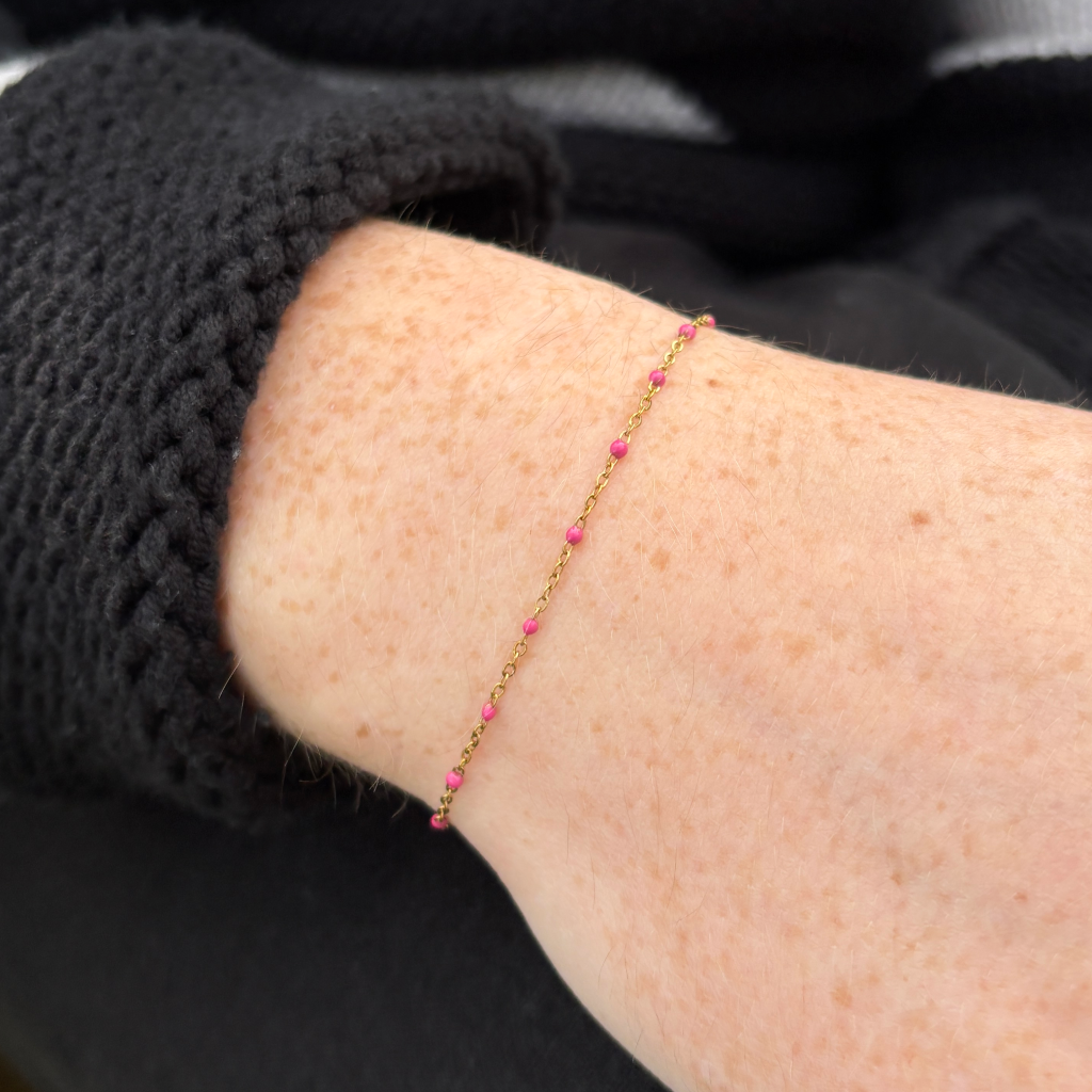 Gold Colour Beaded Chain Bracelet