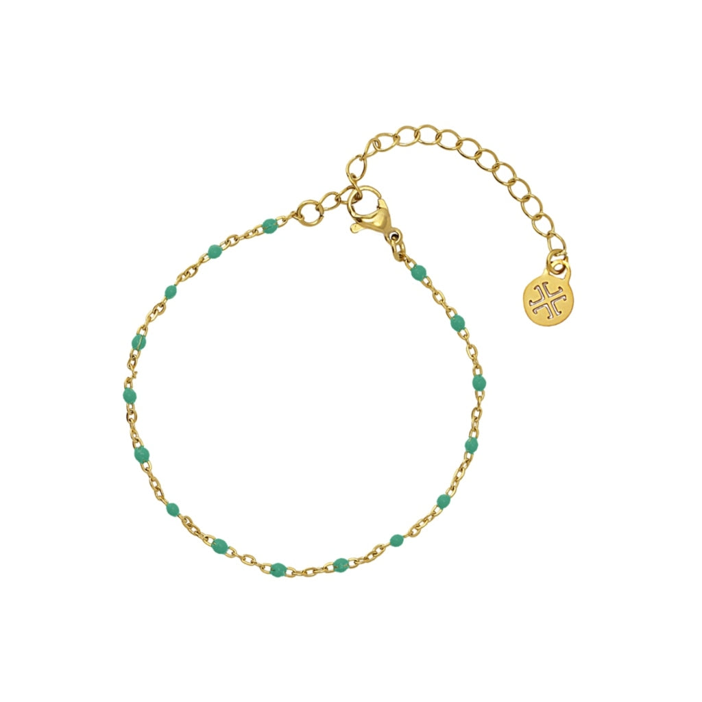 Gold Colour Beaded Chain Bracelet