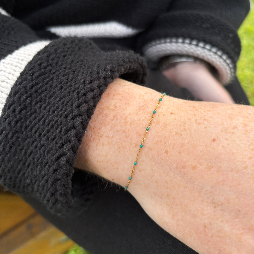 Gold Colour Beaded Chain Bracelet