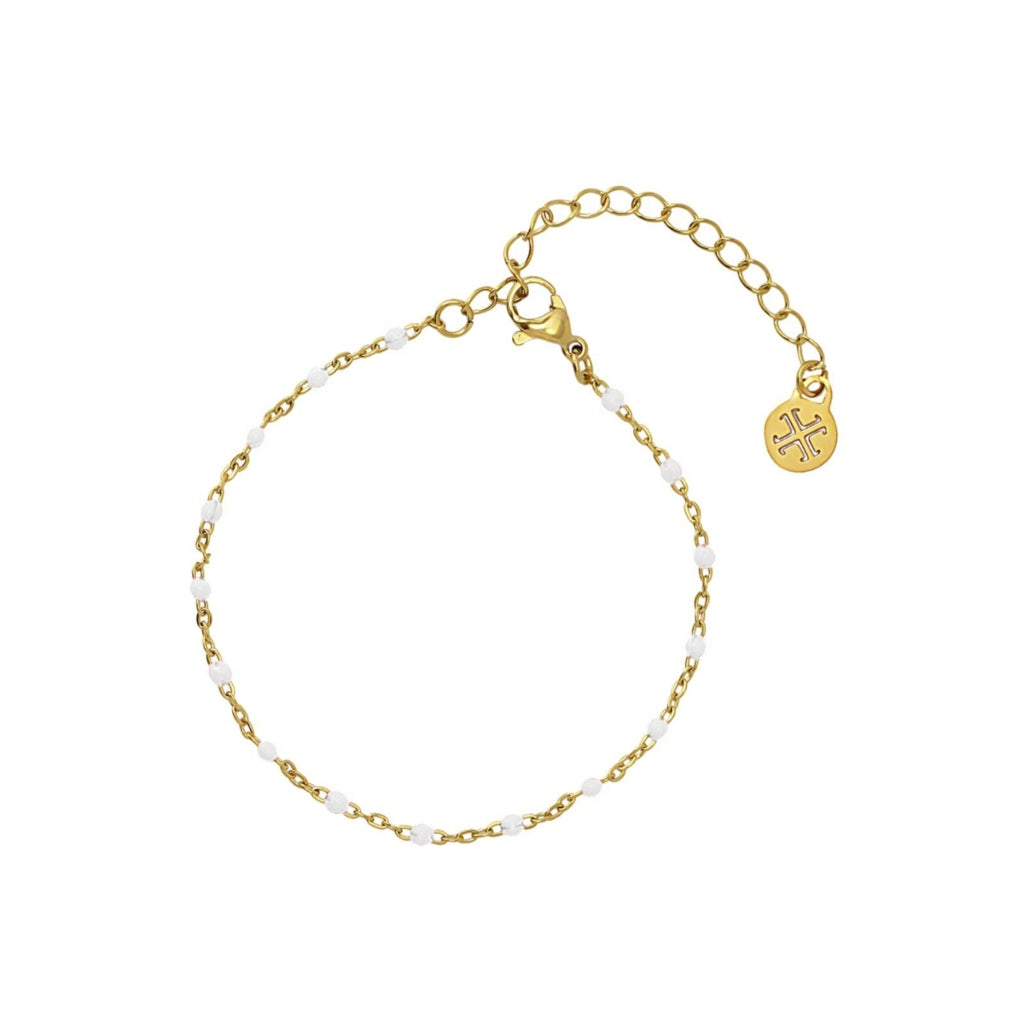 Gold Colour Beaded Chain Bracelet