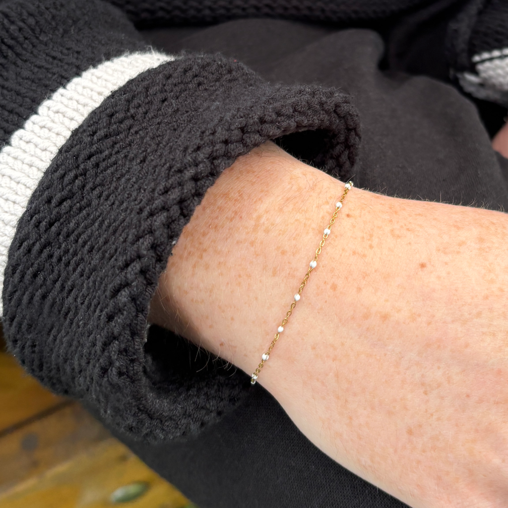 Gold Colour Beaded Chain Bracelet