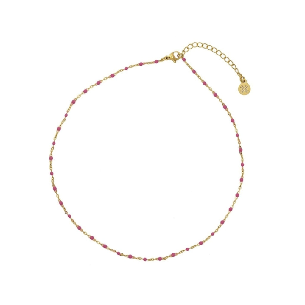 Gold Colour Beaded Chain Necklace | Anartxy
