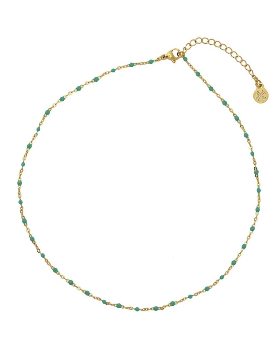 Steel Colour Beaded Chain Necklace | Anartxy