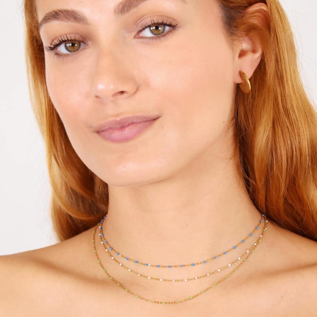 Gold Colour Beaded Chain Necklace | Anartxy