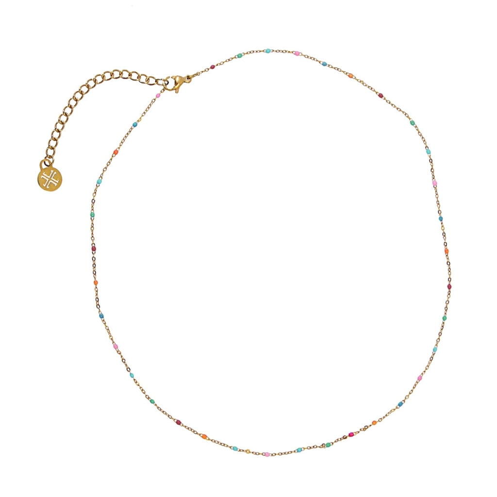 Gold Colour Beaded Chain Necklace | Anartxy