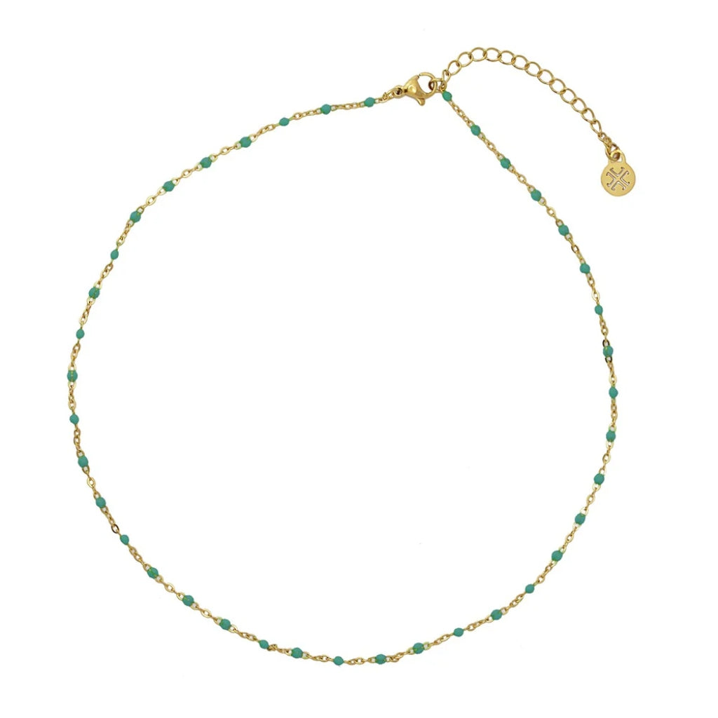 Gold Colour Beaded Chain Necklace | Anartxy