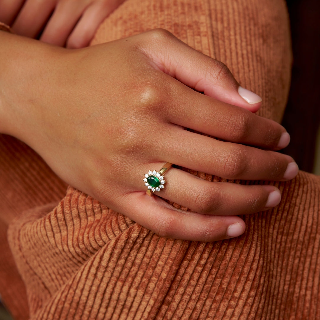 18ct Gold Plated Coloured Stone Cluster Ring | Lorita