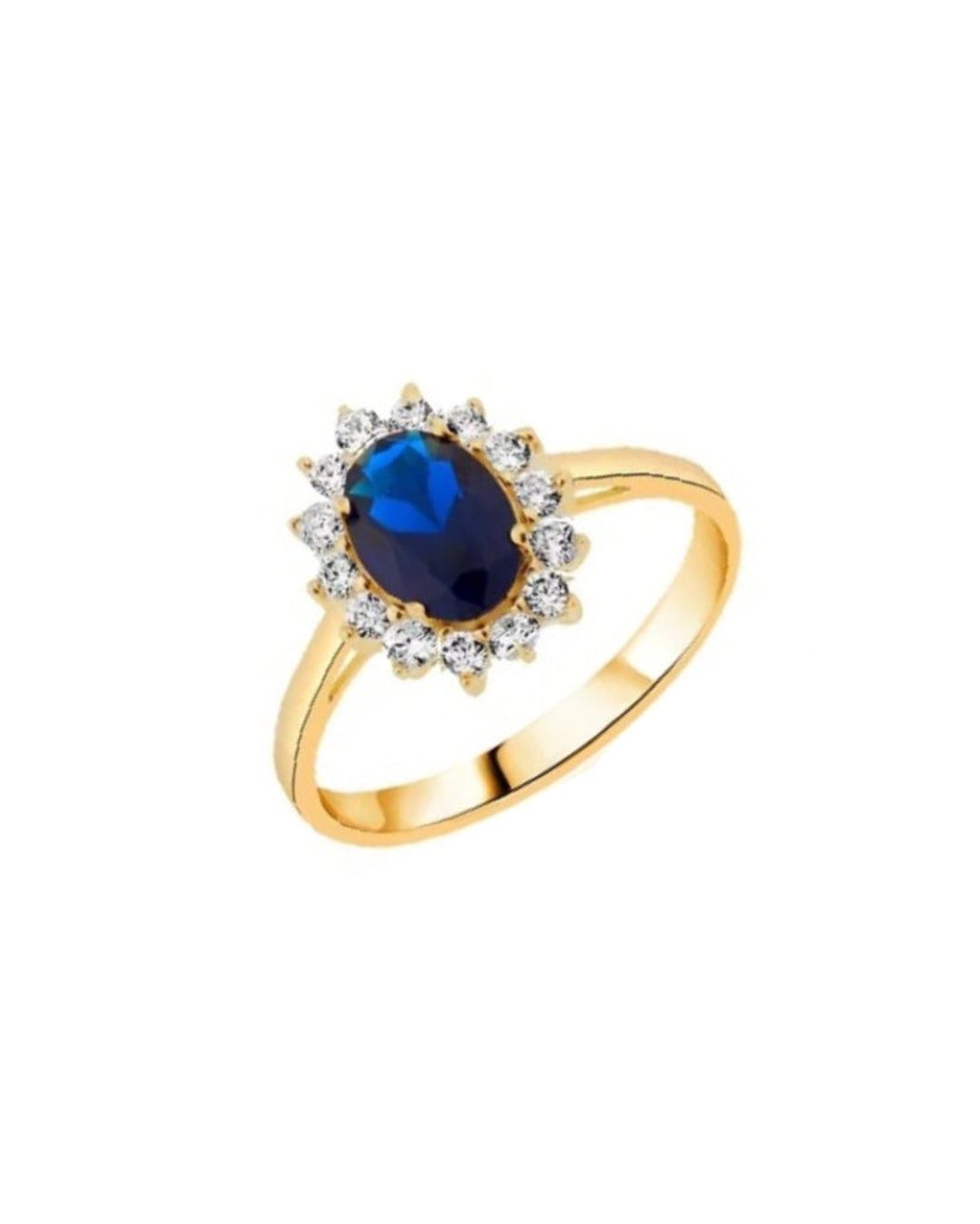 18ct Gold Plated Coloured Stone Cluster Ring in Sapphire