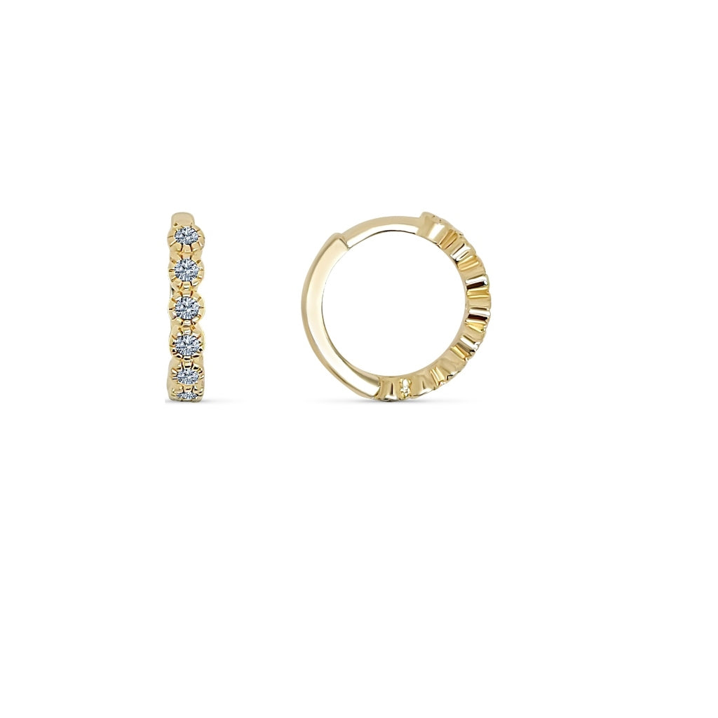 Gold Coloured Stone Huggie Earrings