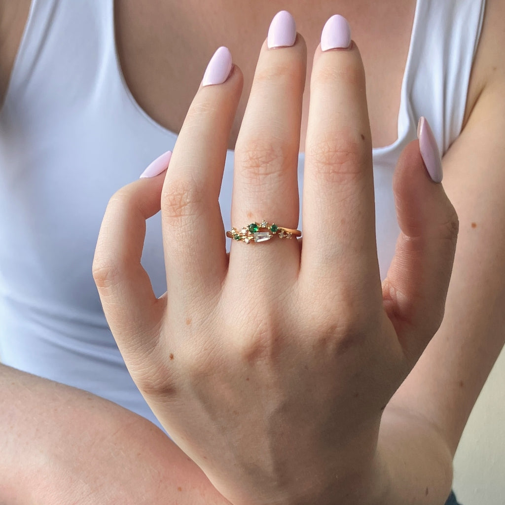 Gold Constellation Ring Emerald