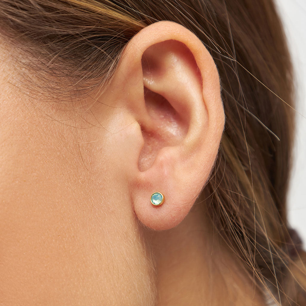 Gold Crystal Circle Single Stud Earring