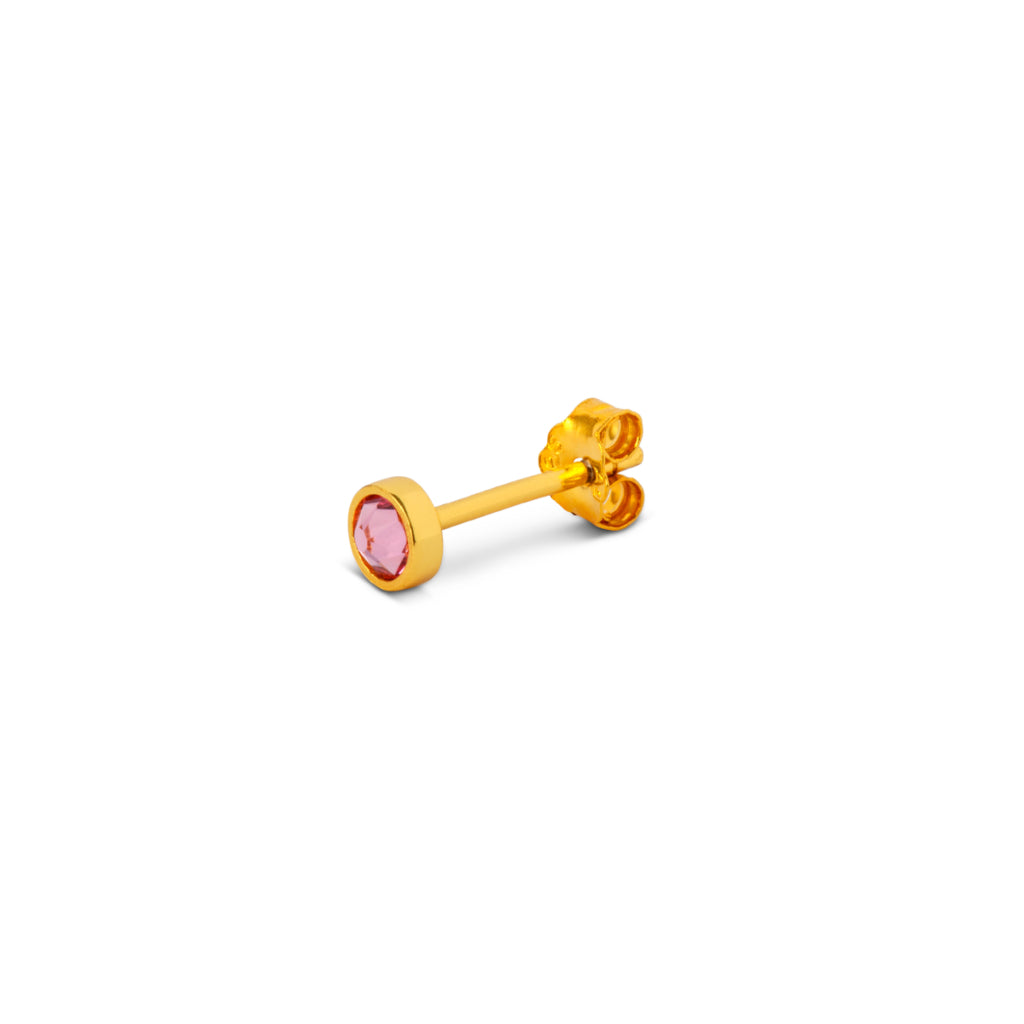 Gold Crystal Circle Single Stud Earring
