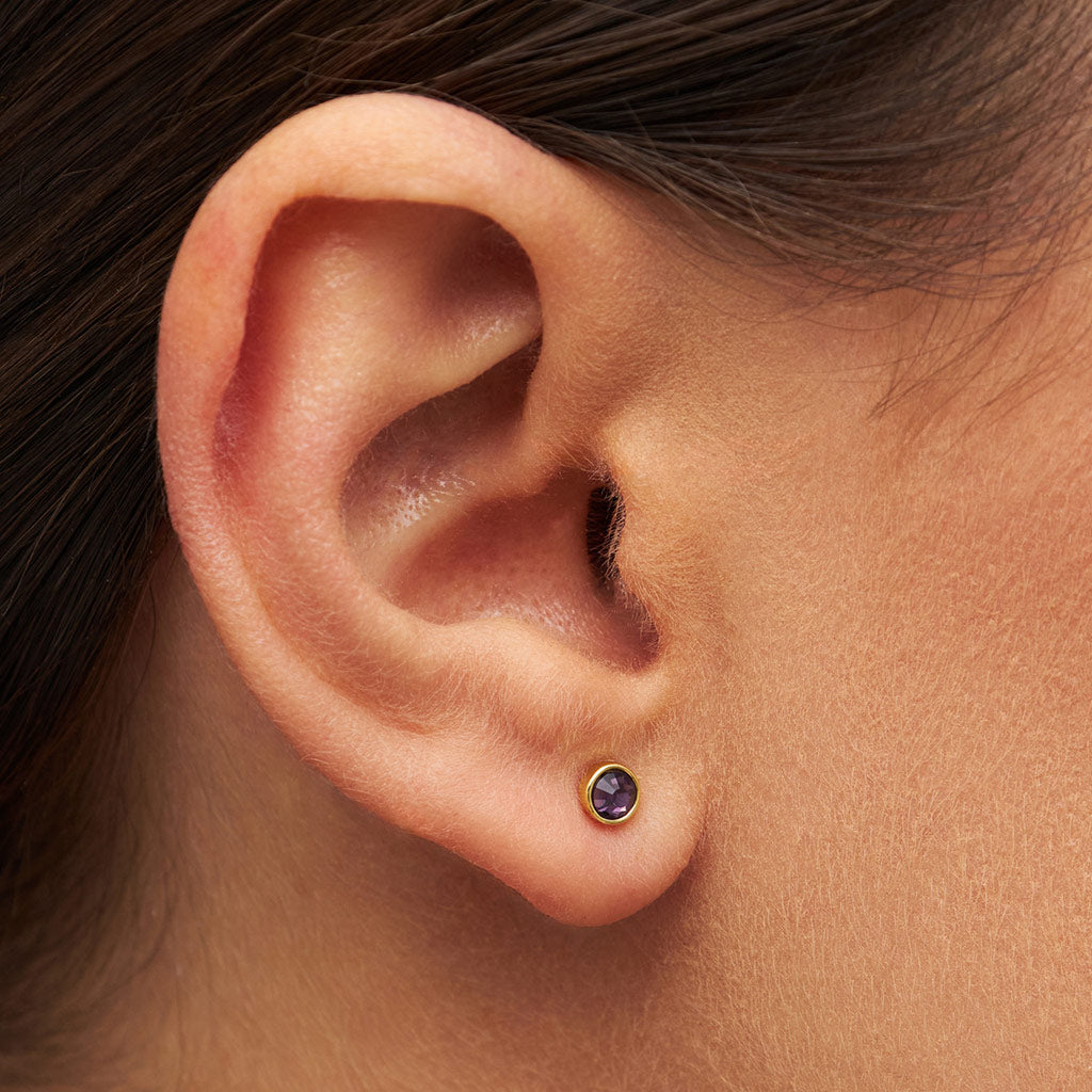 Gold Crystal Circle Single Stud Earring