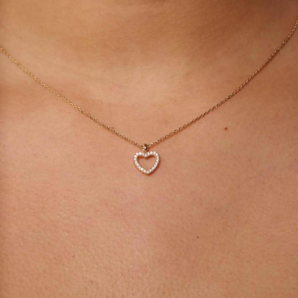 Gold Cut Out Loveheart Necklace