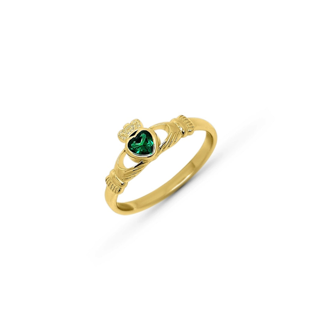 Gold Plated Dainty Gemstone Claddagh Ring | Eabha