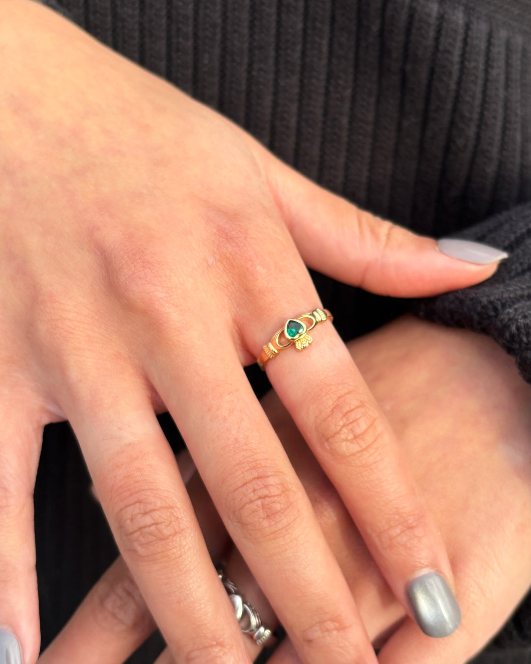 Gold Plated Dainty Gemstone Claddagh Ring | Eabha
