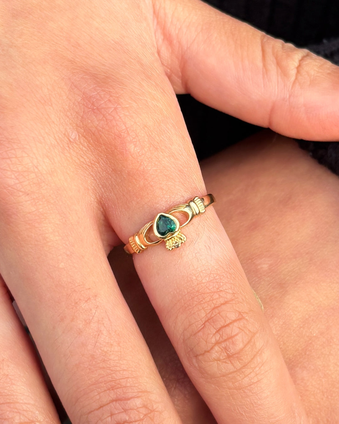 Gold Plated Dainty Gemstone Claddagh Ring | Eabha