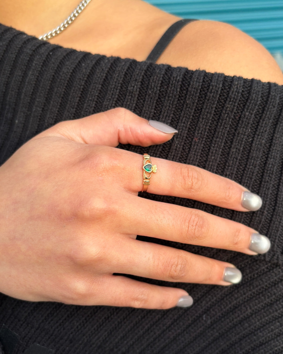Gold Plated Dainty Gemstone Claddagh Ring | Eabha