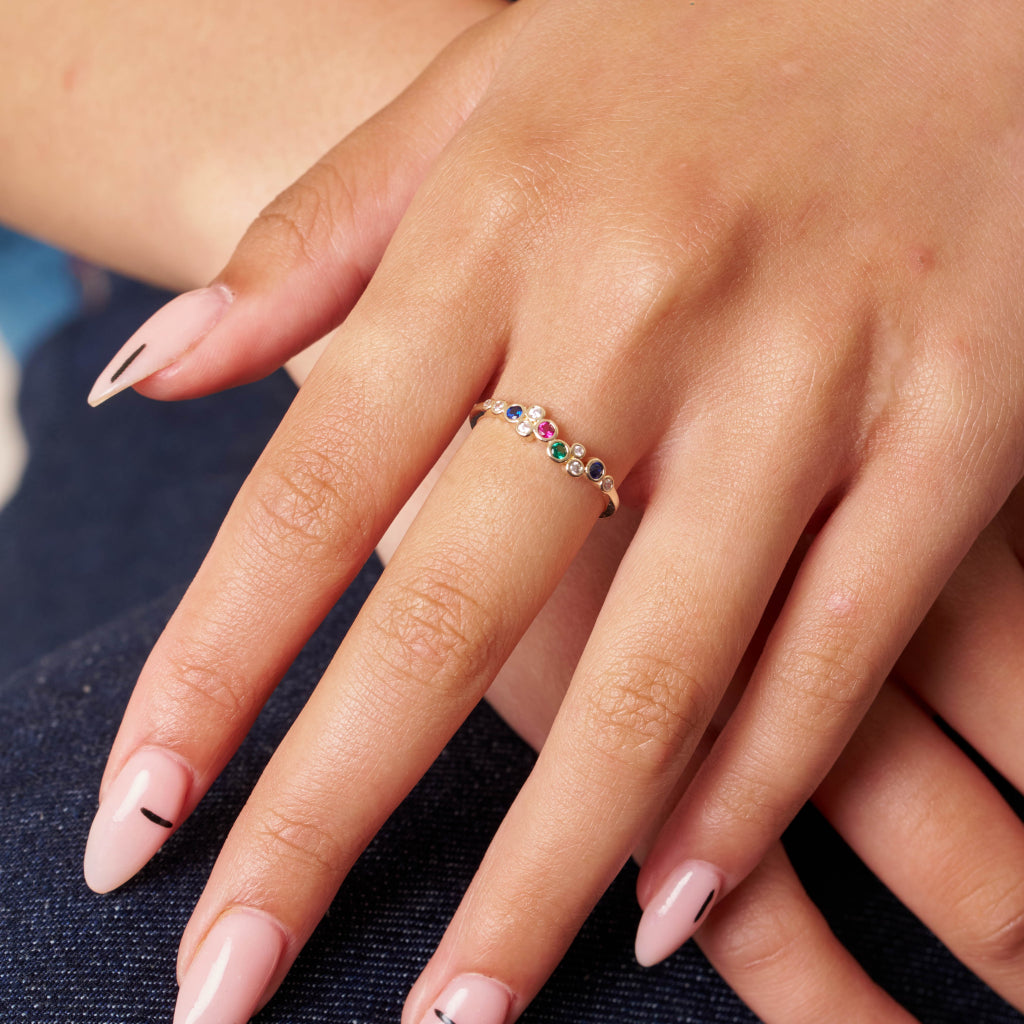 Gold Dainty Multicolour Ring