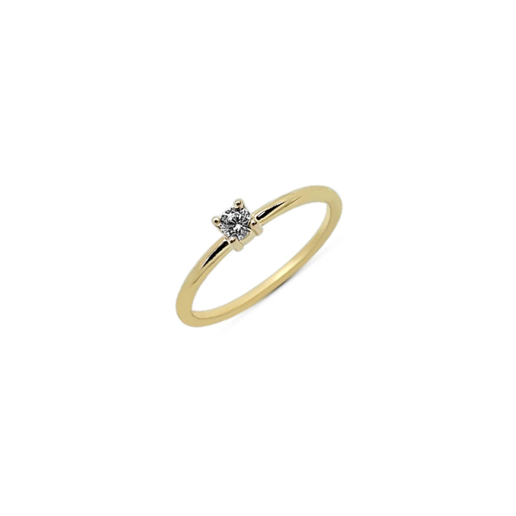 Gold Dainty Solitaire Ring