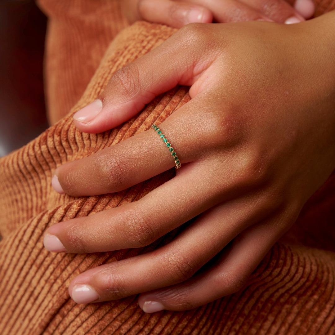 18ct Gold Plated Delicate Coloured Stone Eternity Ring | Lassia