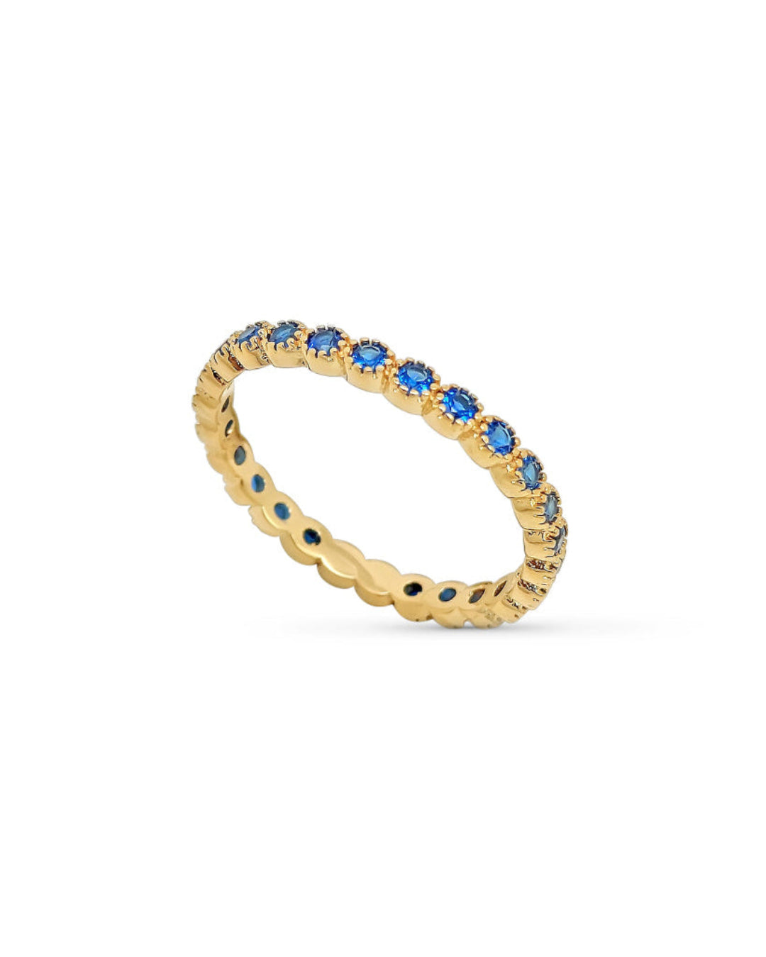 Gold Delicate Coloured Stone Eternity Ring Sapphire
