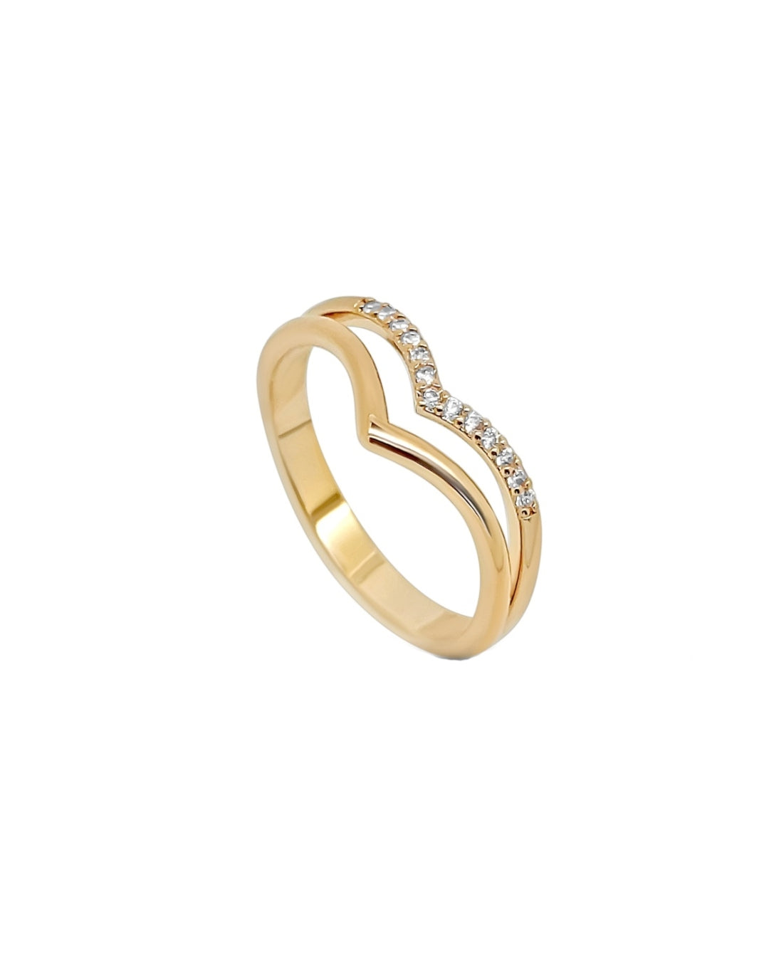 18ct Gold Plated Double Wishbone Ring | Tasia