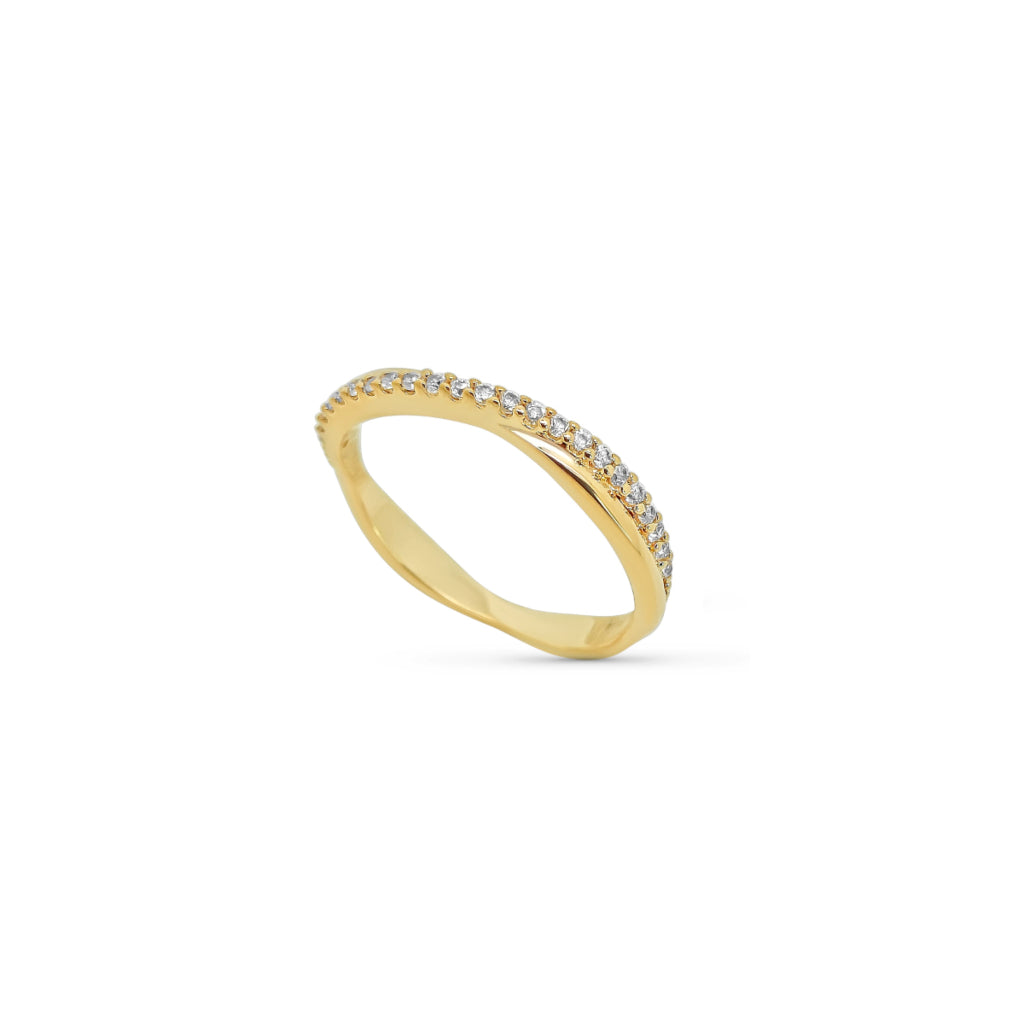 Gold Double Band Crossover Ring | Kadi