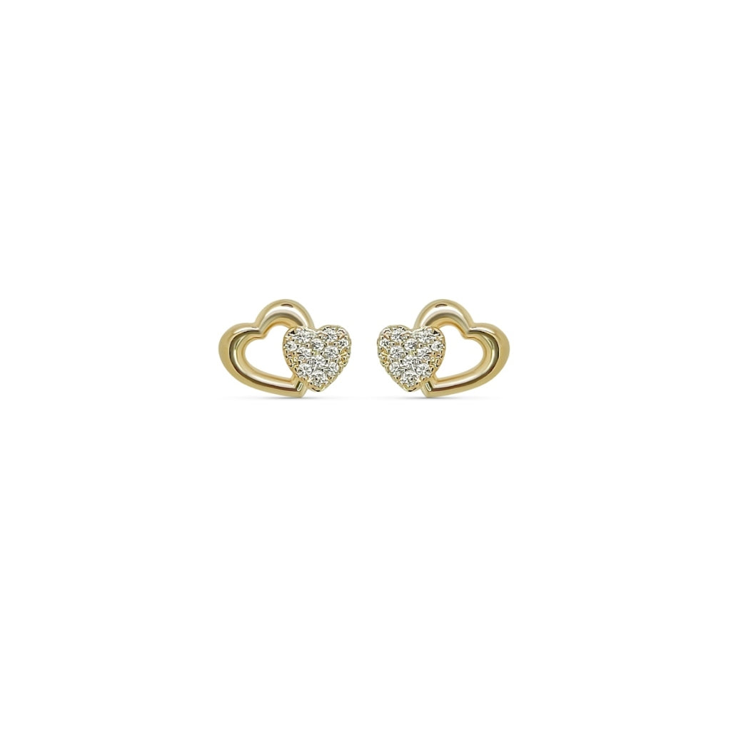 Gold Double Heart Stud Earrings | Dori