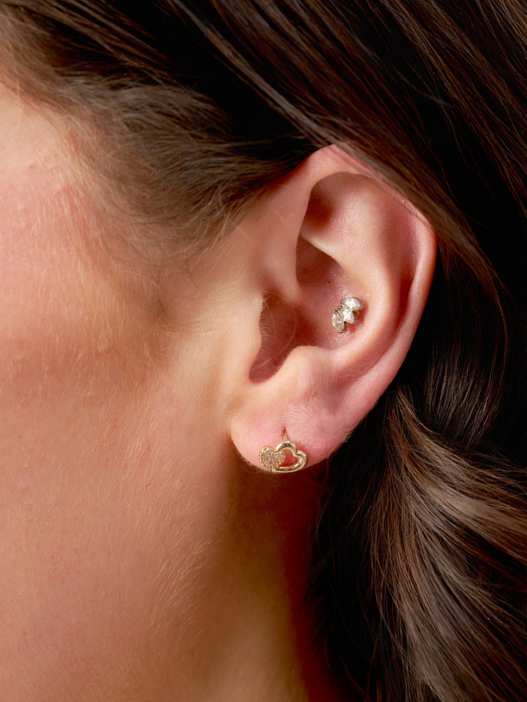 Gold Double Heart Stud Earrings | Dori