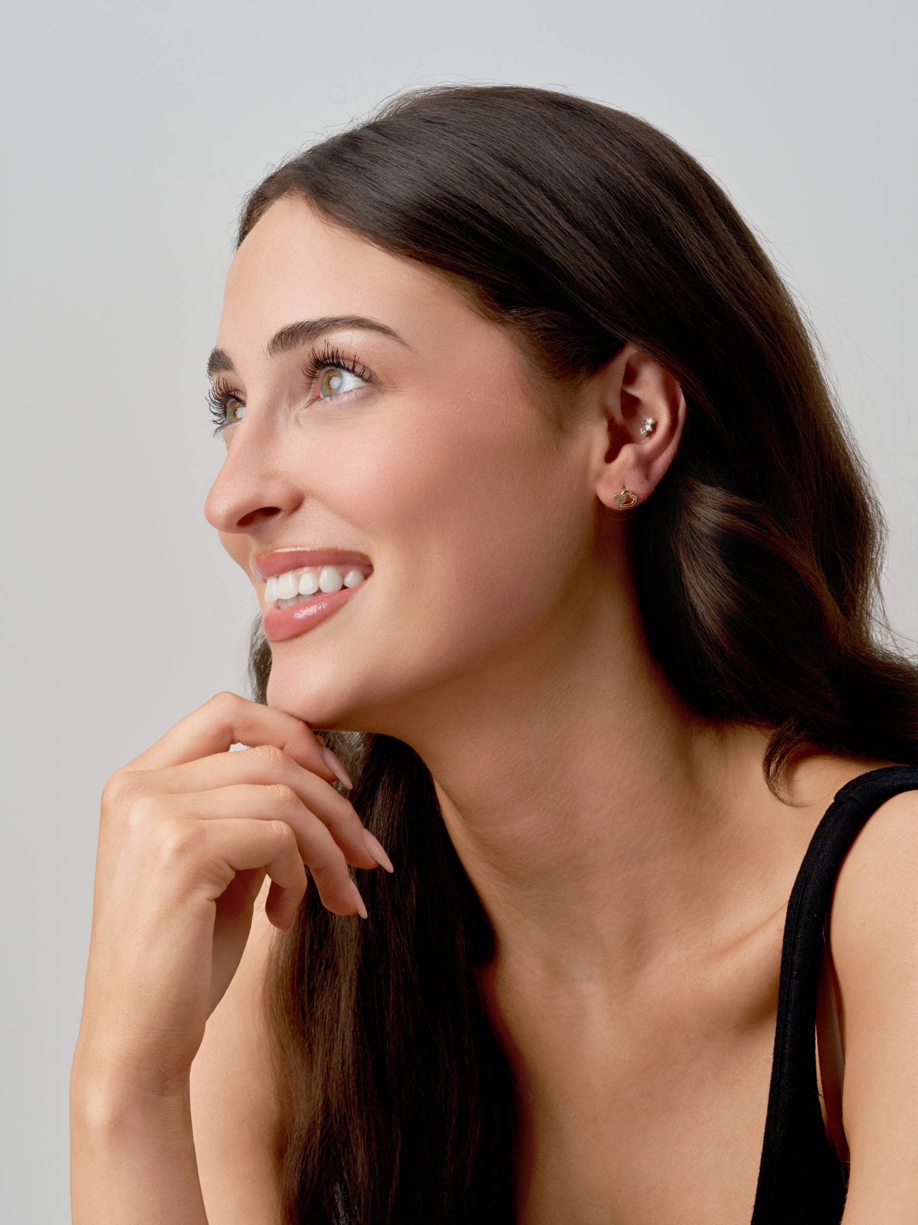 Gold Double Heart Stud Earrings | Dori