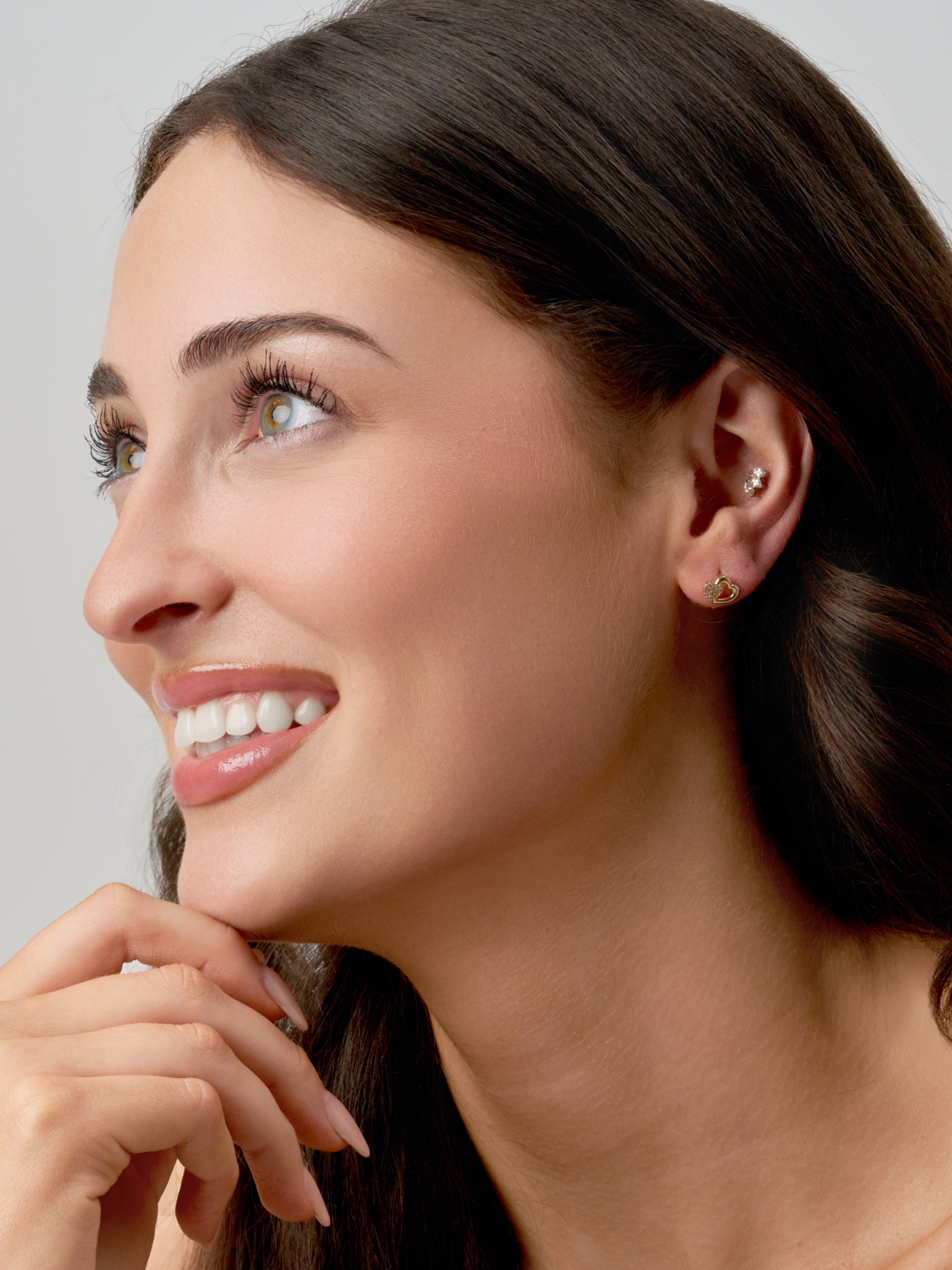 Gold Double Heart Stud Earrings | Dori