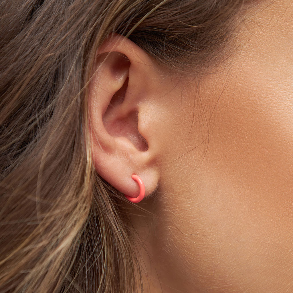 Gold Enamel Coloured Single Hoop Earring