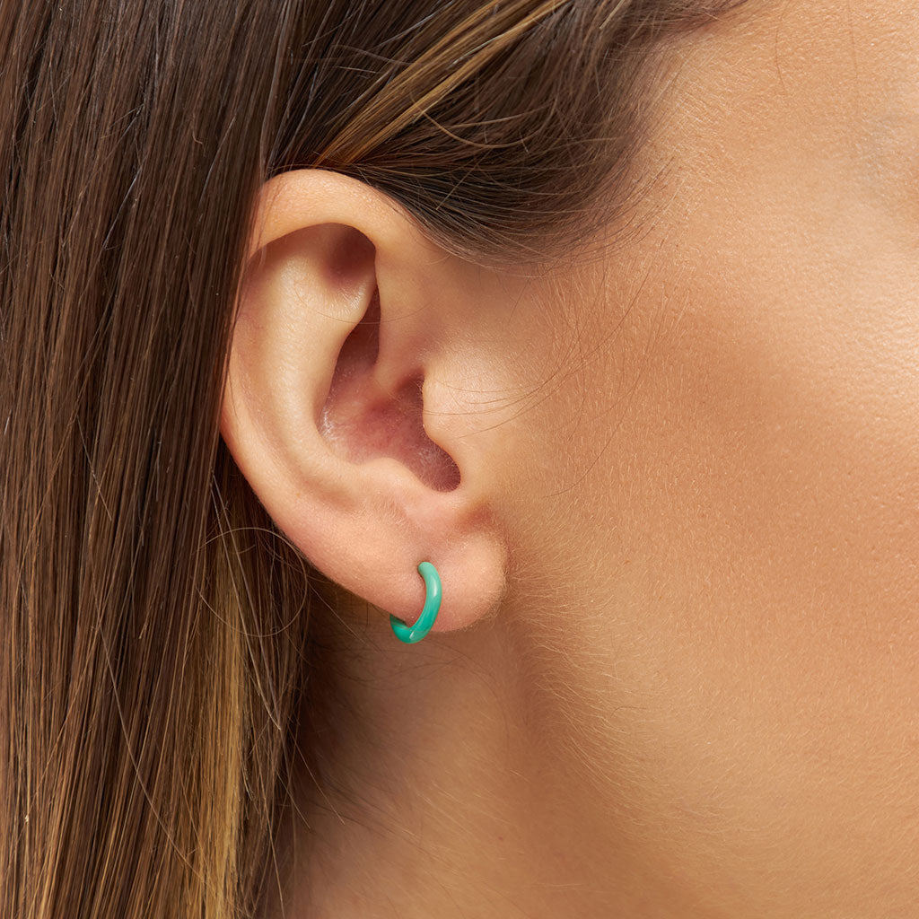 Gold Enamel Coloured Single Hoop Earring