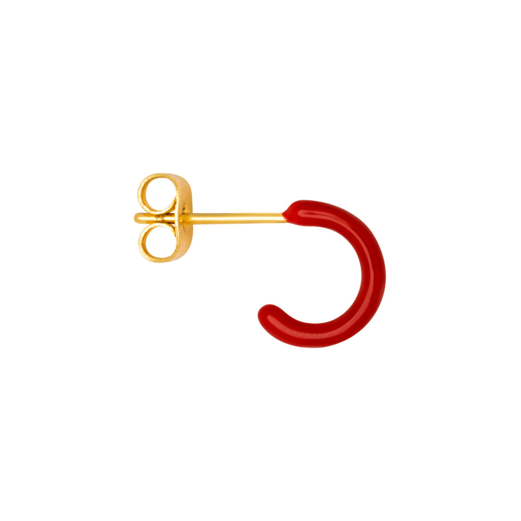 Gold Enamel Coloured Single Hoop Earring