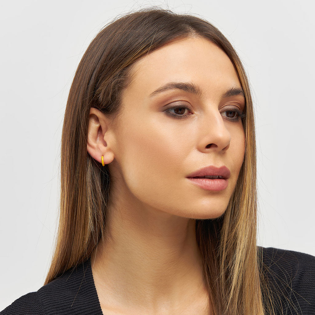Gold Enamel Coloured Single Hoop Earring