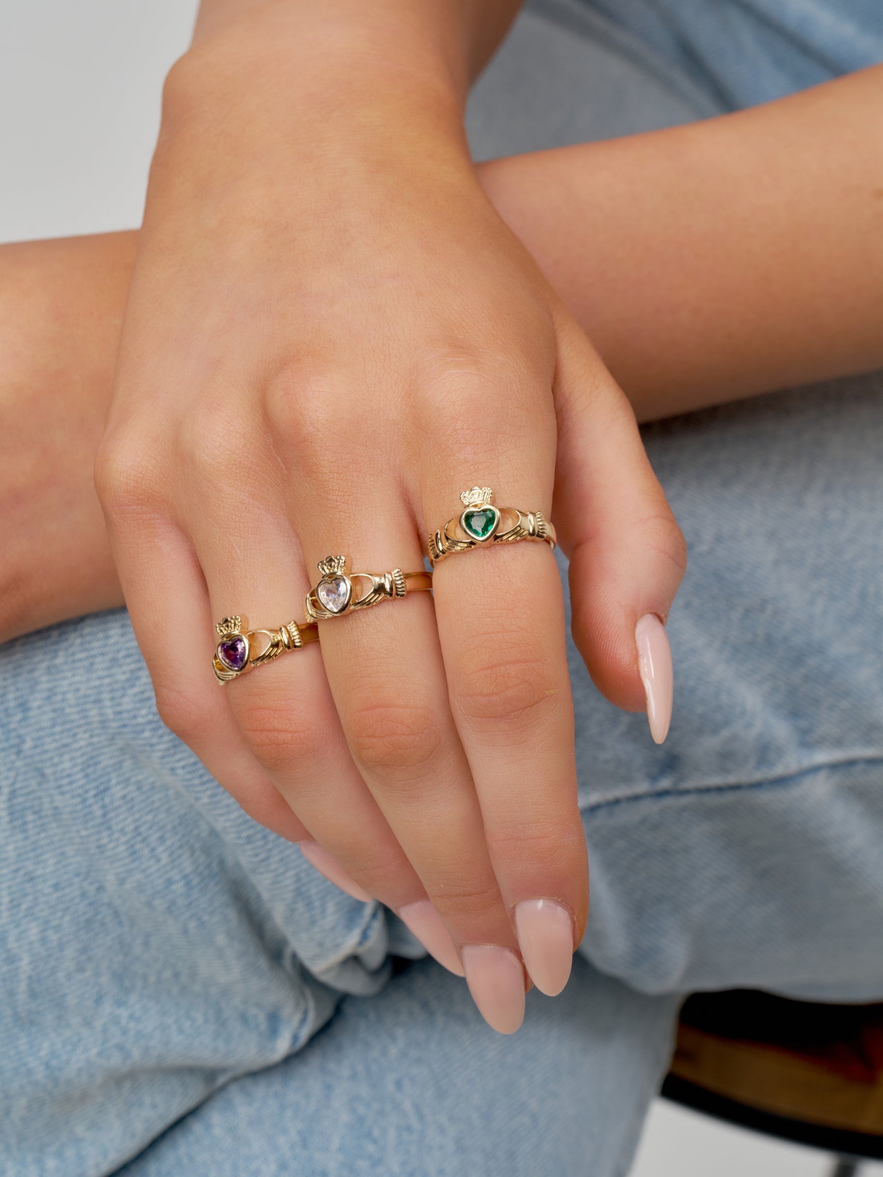 Gold Gemstone Claddagh Ring | Riona