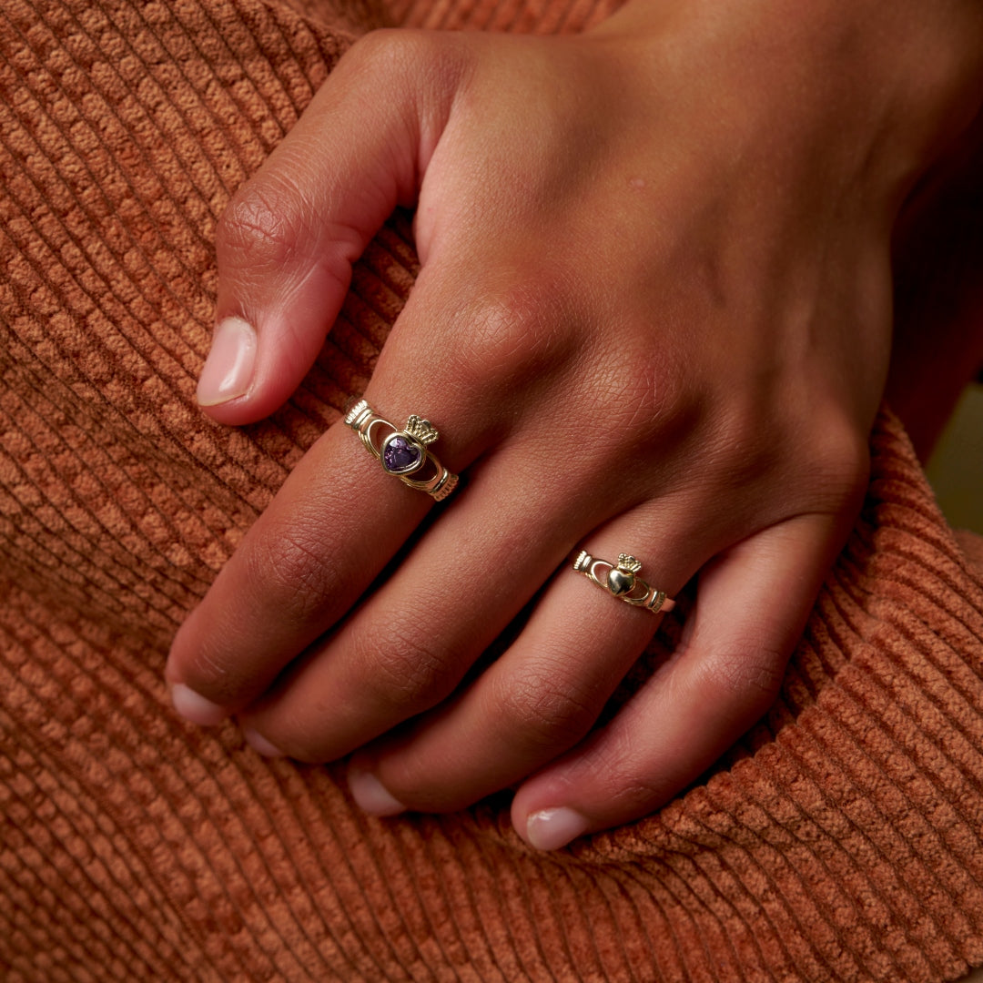18ct Gold Plated Gemstone Claddagh Ring | Riona