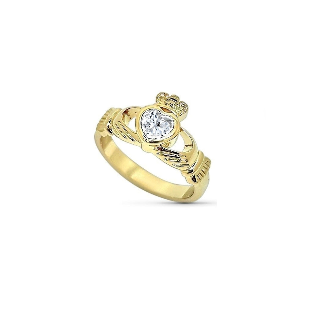 Gold Gemstone Claddagh Ring
