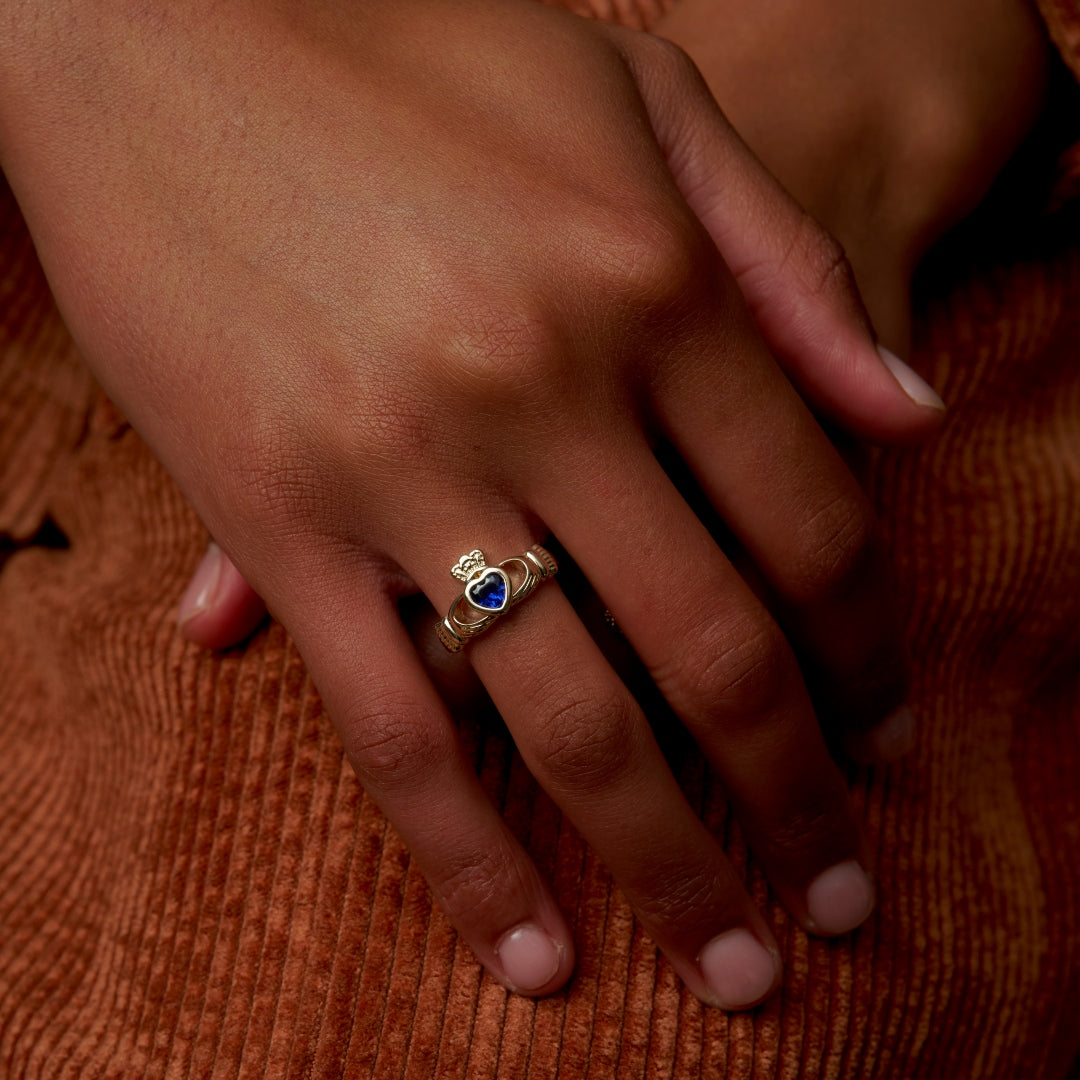 18ct Gold Plated Gemstone Claddagh Ring | Riona