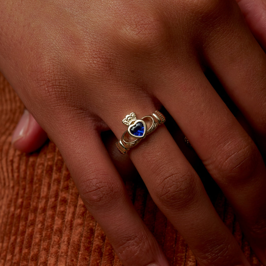18ct Gold Plated Gemstone Claddagh Ring | Riona