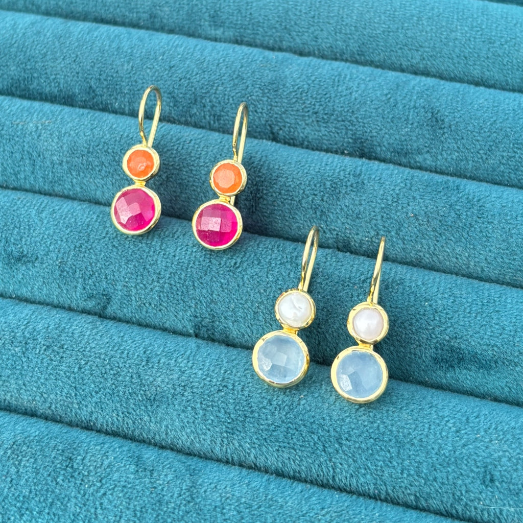 Gold Gemstone Drop Earrings