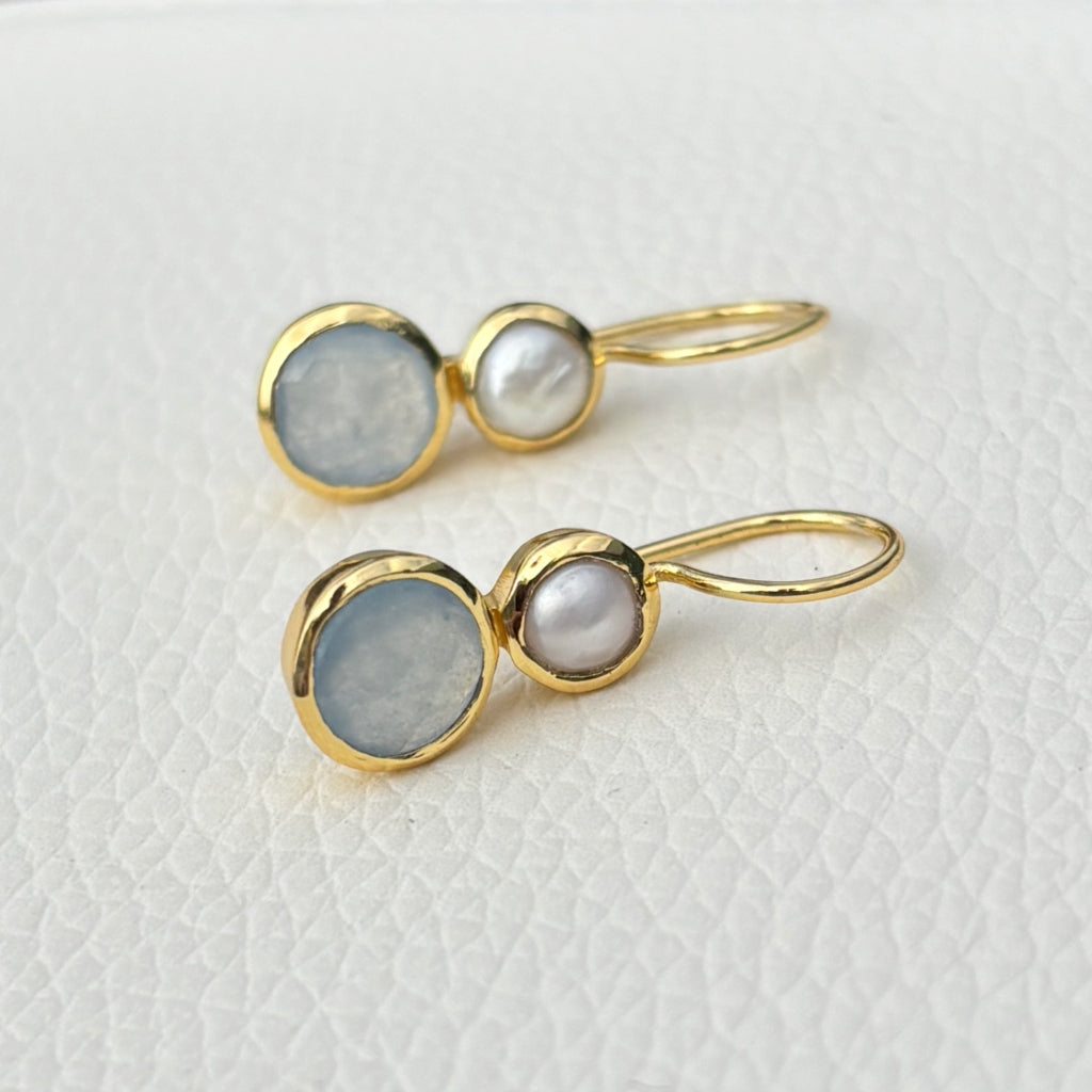 Gold Gemstone Drop Earrings