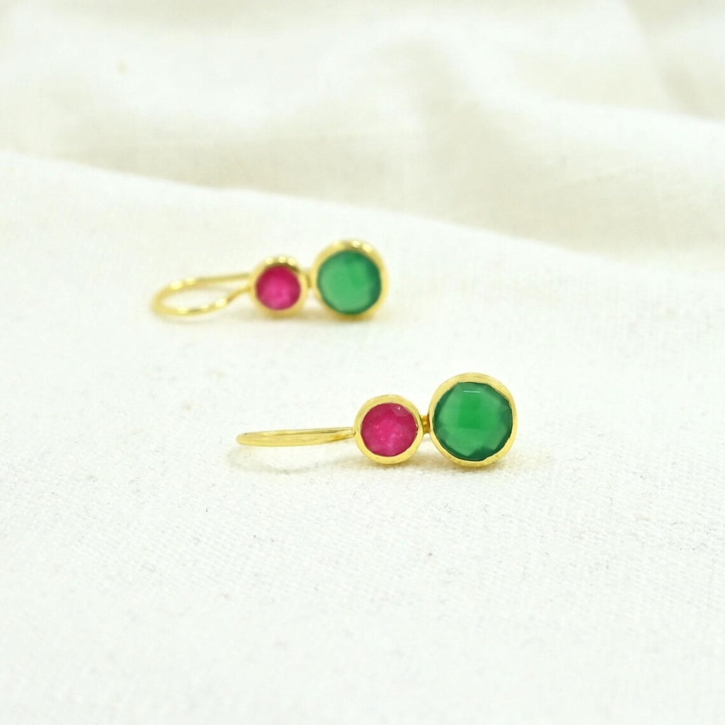 Gold Gemstone Drop Earrings