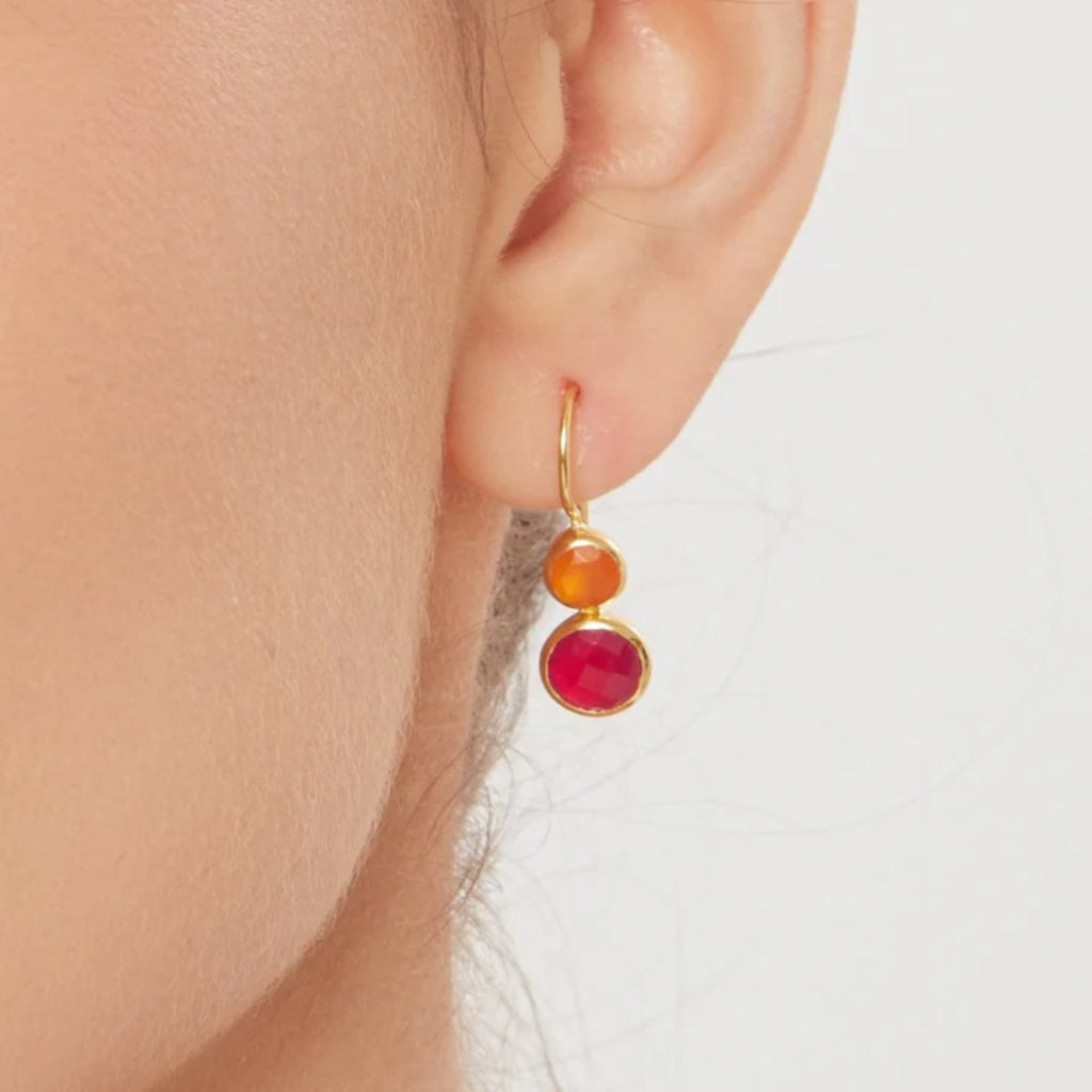 Gold Gemstone Drop Earrings