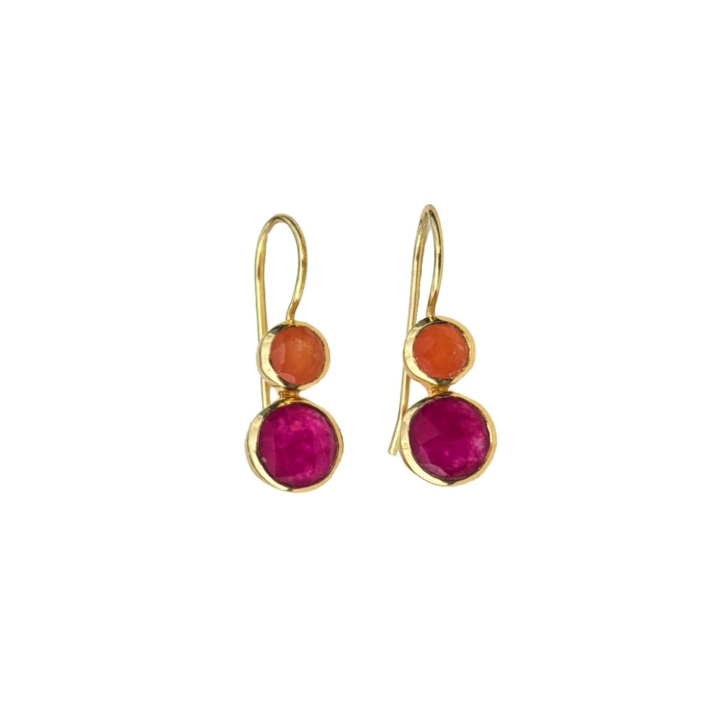 Gold Gemstone Drop Earrings