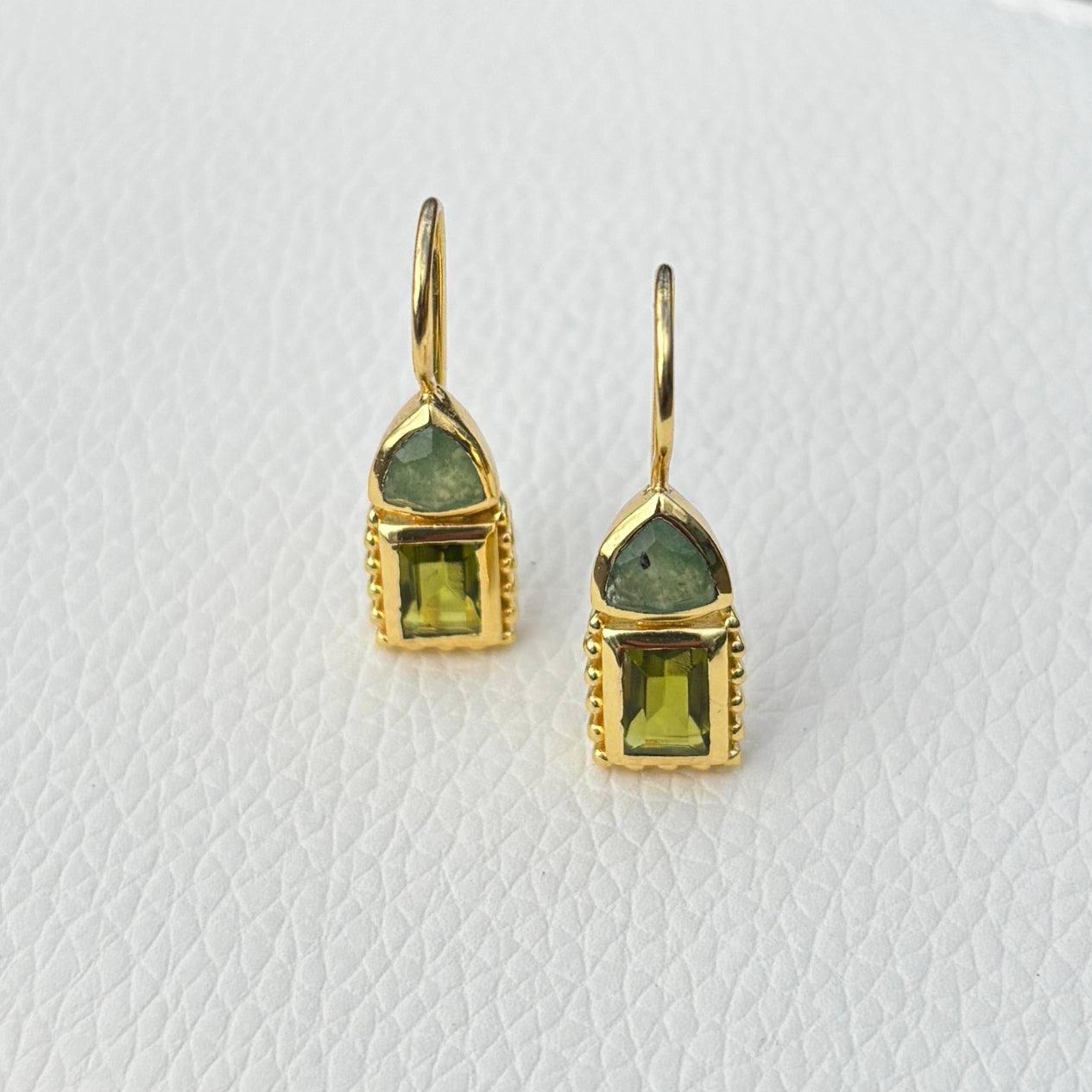 Gold Gemstone Rectangle Drop Earrings | Cleo | Noyre